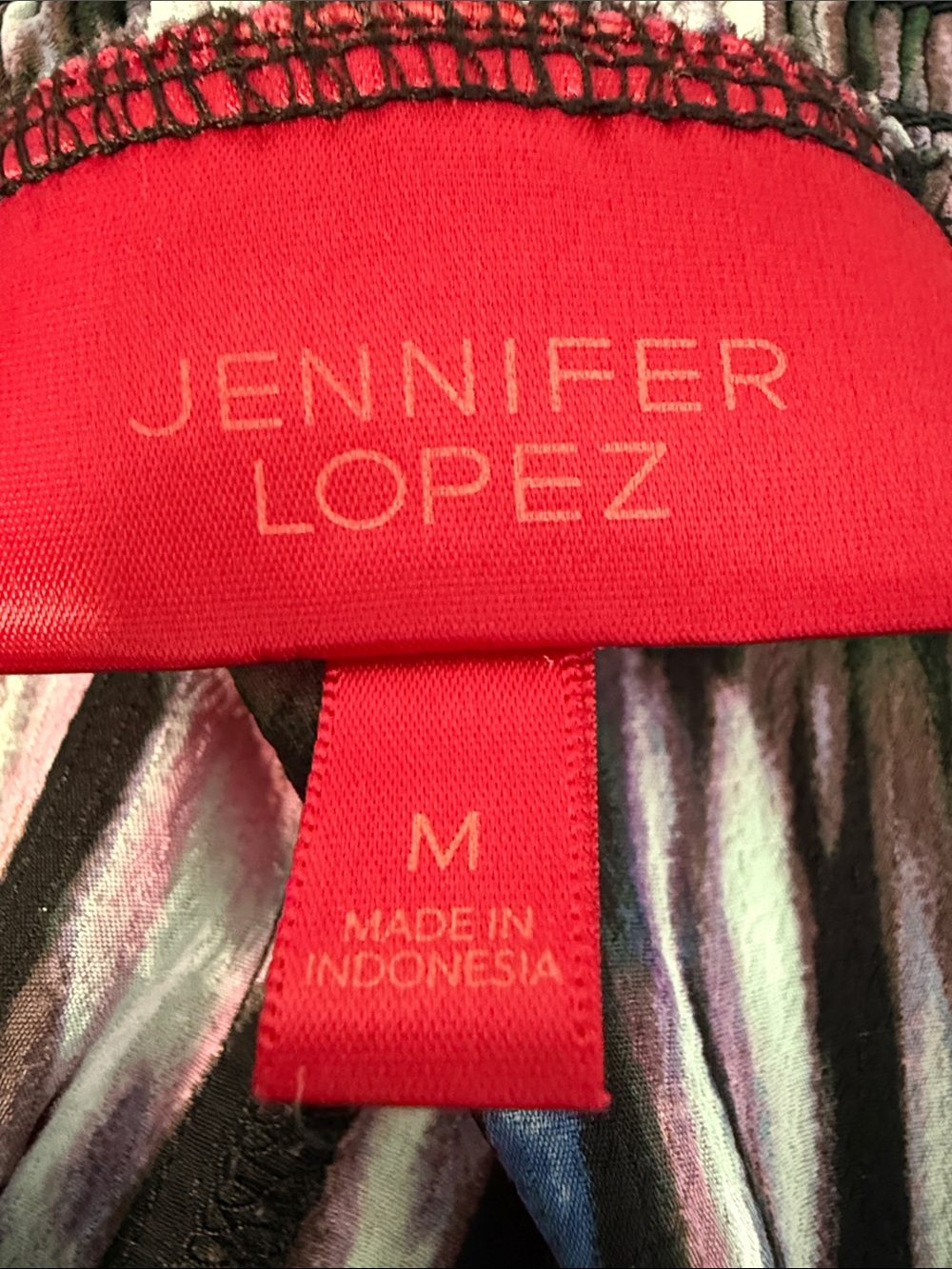 Jennifer Lopez Black Multicolor Off-Shoulder Blouse with Lace Trim SZ Medium - Picture 4 of 16